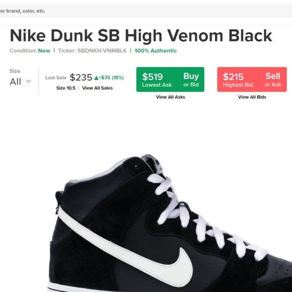 Nike Dunk SB High Venom Black - Picture 1 of 5